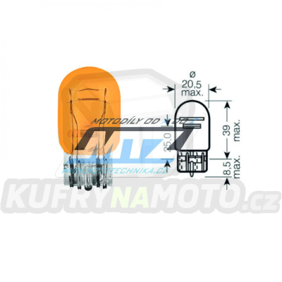 Žárovka T20 12V 21/5W W3x16q - oranžová