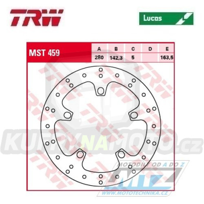 Kotouč brzdový TRW MST459 (280/142,3/5D) - Aprilia SRV850 / 12-17 + Gilera GP800 / 08