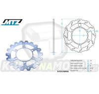 Kotouč brzdový MTZ - zubatý desing Wave - Kawasaki KX85 / 01-24 + KX100 / 01-21 + KX112 / 22-24