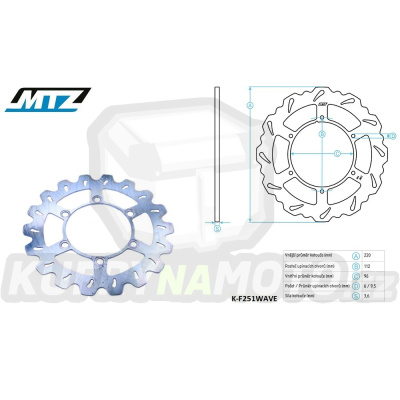 Kotouč brzdový MTZ - zubatý desing Wave - Kawasaki KX85 / 01-24 + KX100 / 01-21 + KX112 / 22-24