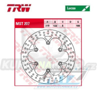 Kotouč brzdový TRW MST207 (318/144/6D) - Honda NT650Hawk+NTV650+VF750+ST1100+VT1100C2 + Triumph 900Adventure+900Legend+900Thunderbird