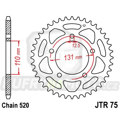 Řetězová rozeta JT JTR 75-44 44 zubů, 520