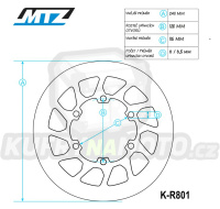 Kotouč brzdový MTZ Classic - TM EN125 / 01-04+MX125 / 01-04 + EN250 / 01-04+MX250 / 01-04+EN250F / 01-04+MX250F / 01-04 + EN300 / 01-04+MX300 / 01-04 + EN400F / 01-04 + MX450F / 03-04 + EN530F / 03-04 + MX530F / 02-04