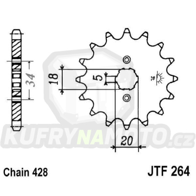 Řetězové kolečko JT JTF 264-16 16 zubů, 428