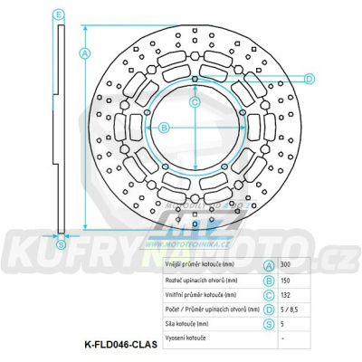 Kotouč brzdový plovovoucí nerezový (300/132/5D) kulatý desing - Yamaha MT03 320+YZFR3+FZ6 Fazer+XJ6 Diversion + YZF R6+MT03+MT09+XSR900