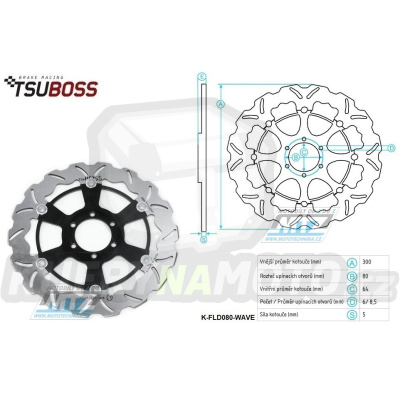 Kotouč brzdový plovovoucí (300/64/6D) zubatý desing - Ducati Monster620+Multistrada620+Monster695 / 06-08 + Monster800 / 05-06
