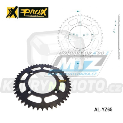 Rozeta řetězová (převodník) Dural YZ65-49zubů PROX 07.RA20018-49 - Yamaha YZ65 / 18-23