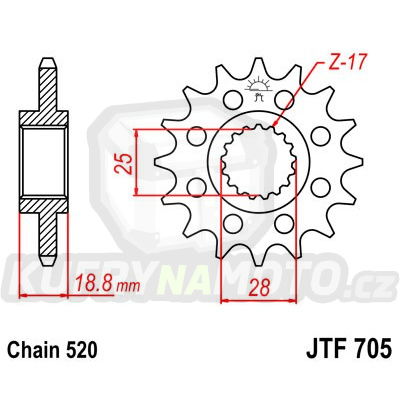 Řetězové kolečko JT JTF 705-15 15 zubů, 520