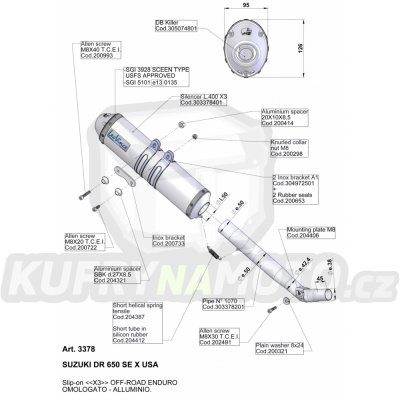 Výfuk Leo Vince Suzuki DR 650 SE 1996 - 2015 X3  LVKN861-3378