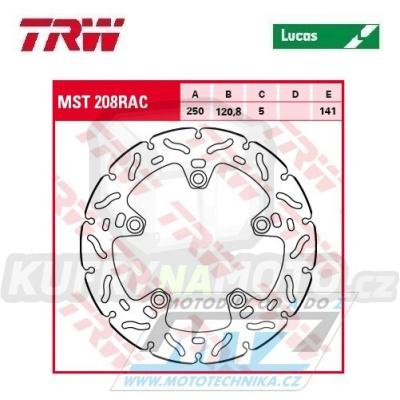 Kotouč brzdový TRW MST208 (250/121/5D) - zubatý design - Suzuki GSX1000S / 15-21 + GSX-S1000F / 15-21 + GSX1000S Katana / 19