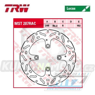 Kotouč brzdový TRW MST287RAC (245/83/4D) - zubatý design - Ducati Hyperstrada939+Hypermotard950 + Panigale1000V4+Panigale1100+Panigale1199 + Monster1200+Multistrada1200 + Multistrada1260+Panigale1299