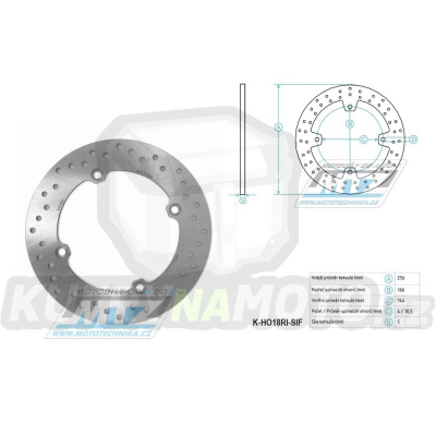 Kotouč brzdový (256/144/4D) - Honda XRV750 AfricaTwin / 90-03 + XL1000V Varadero / 99-02 + NSR250+NSR400 / 85-86