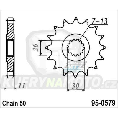 Kolečko řetězové (pastorek) 0579-16zubů MTZ - Yamaha FJ1100+FJ1200 + FZS1000 Fazer+FZ1N+FZ1 Fazer + MT-01+XJR1200+XJR1300 + YZF-R1 + RD500+RZ500+RZV500R
