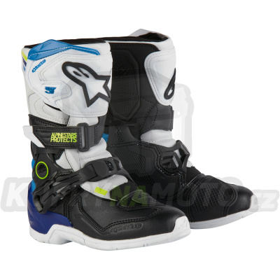 boty TECH 3S KIDS, ALPINESTARS, dětské (bílá/černá/modrá) 2024