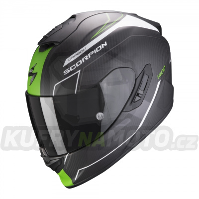 Moto přilba SCORPION EXO-1400 CARBON AIR BEAUX matná bílo/zelená