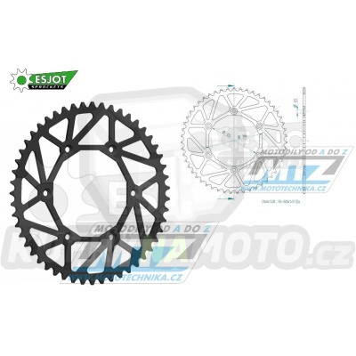 Rozeta ocelová (převodník) 0808-51zubů ESJOT ULTRALIGHT 50-32041-51L černá - Kawasaki KLX400 + Suzuki DR250 + DR350 + DRZ250 + DRZ400 + RM100 + RM125 + RM250 + RMX250 + RMZ250 + RMZ450 + RMX450 + TSR125 + TSR200