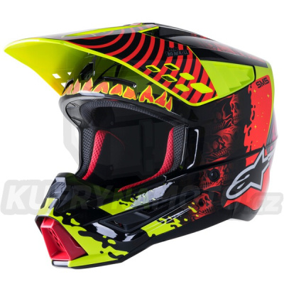 přilba S-M5 SOLAR FLARE, ALPINESTARS (žlutá fluo/červená fluo/černá) 2023