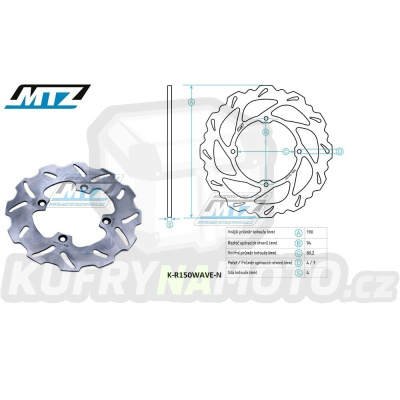 Kotouč brzdový MTZ nerezový - zubatý desing Wave - Honda CR80 / 92-02 + CR85 / 03-07 + CRF150R / 07-24