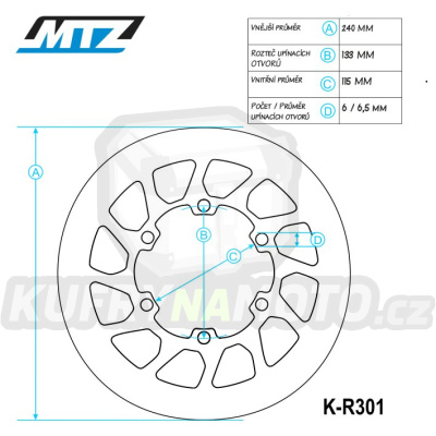 Kotouč brzdový MTZ Classic - Yamaha YZ125 / 98 + YZ250 / 98
