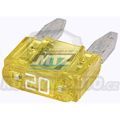 Pojistka nožová - 20A 12V (barva žlutá) - provedení MINI