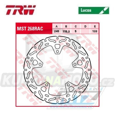 Kotouč brzdový TRW MST268RAC (245/115/5D) - zubatý design - Yamaha YBR125 / 06-16 + YS125 / 17