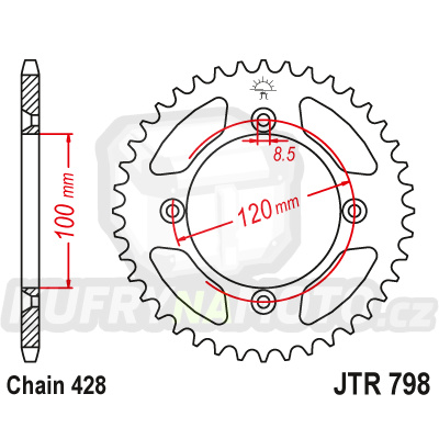 Řetězová rozeta JT JTR 798-47 47 zubů, 428