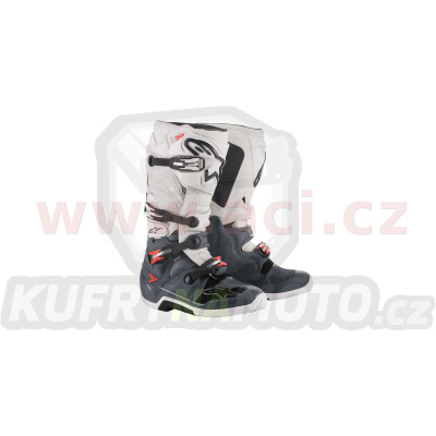 boty TECH 7, ALPINESTARS (tmavě šedá/světle šedá/červená fluo)
