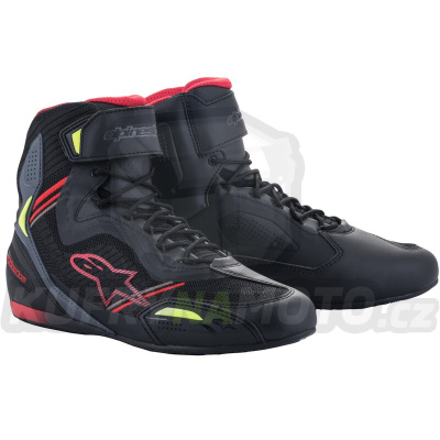 boty FASTER-3 RIDEKNIT, ALPINESTARS (černé/červené/žluté fluo/šedé) 2024