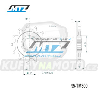 Kolečko řetězové (pastorek) TM300-14zubů MTZ - TM MX300+EN250+EN300 / 95-25 + MX250F+EN250F / 01-10 + MX400F+MX450F+MX530F+EN400F+EN450F+EN530F  / 01-25