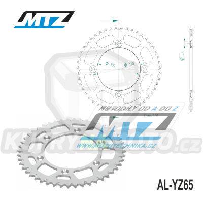 Rozeta řetězová (převodník) Dural YZ65-46zubů MTZ stříbrná - Yamaha YZ65 / 18-23