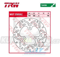 Kotouč brzdový TRW MST236 (190/58/3D) - zubatý design - Aprilia+Beta+Gilera+Husqvarna+KTM+MBK+Piaggio+SYM+Yamaha