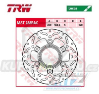 Kotouč brzdový TRW MST288RAC (220/100/3D) - zubatý design - Kawasaki Ninja125+Z250+EX300Ninja + Versys300+Z300+Ninja400