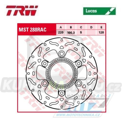 Kotouč brzdový TRW MST288RAC (220/100/3D) - zubatý design - Kawasaki Ninja125+Z250+EX300Ninja + Versys300+Z300+Ninja400
