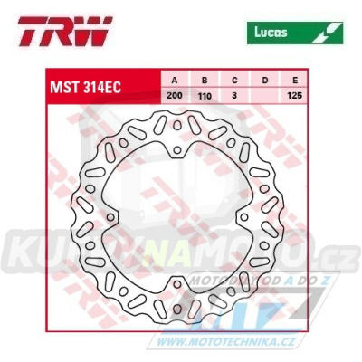 Kotouč brzdový TRW MST314EC (200/110/4D) - KTM SX85 / 03-10+SX105 / 04-10