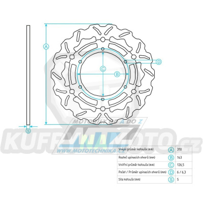 Kotouč brzdový PLOVOUCÍ - Moto Master Factory zubatý desing &quot;FLAME&quot; 112319 (vnější průměr 310mm)
