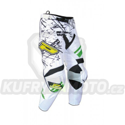 Kalhoty motokros PROGRIP 6010 - bílo-černo-zelené - velikost 38
