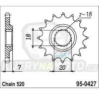 Kolečko řetězové (pastorek) 0427-14zubů MTZ - Suzuki RM125+RMZ250 + RM100+PE175+RS175
