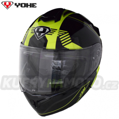 Moto helma Yohe 938 Double Visor Černá/Fluo vel.L – akce 8596341136727