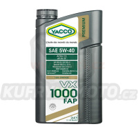 Motorový olej YACCO VX 1000 FAP 5W40, 2 L