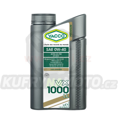 Motorový olej YACCO VX 1000 LL 0W40, 1 L