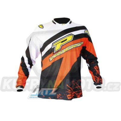 Dres motokros PROGRIP 7010 RACE - černo-bílo-oranžový - velikost XXL