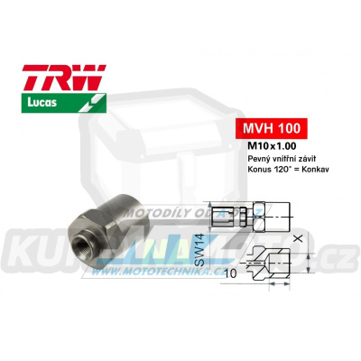 Koncovka brzdové hadice TRW VarioFlex MVH100 (šroubení vnitřní závit M10x1 pevné) - barva titan