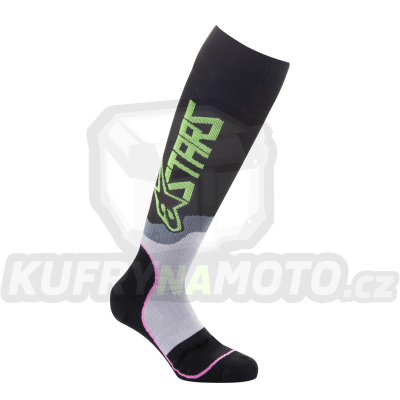 ponožky MX PLUS-2, ALPINESTARS (černá/zelená neon/růžová fluo) 2023