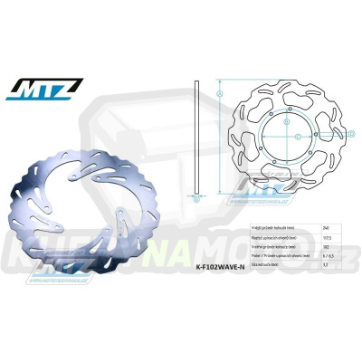 Kotouč brzdový MTZ nerezový - zubatý desing Wave - Honda CR125+CR250+CR500 + CRF250R+CRF250RX+CRF250X+CRF450R+CRF450RX+CRF450X
