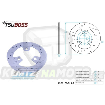 Kotouč brzdový nerezový (174/53/3D) - Honda TRX250 + TRX300 + TRX400 + TRX450 + TRX700