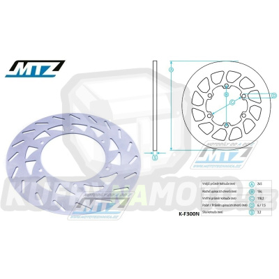 Kotouč brzdový MTZ Classic - Yamaha YZ125+YZ250 / 92-00+YZF400 / 98-00 + WR250 / 92-97+WRF400 / 98-00