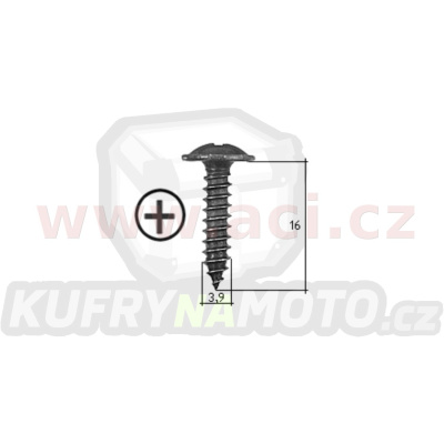 samořezný křížový vrut černý pozink Fe (sada 20 ks) (3,9 mm, 16 mm)
