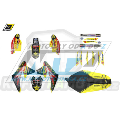Polepy s potahem sedla (sada polepů a potah sedla Graphics) - Suzuki RMZ450 / 05-07 - typ polepů Replica Suzuki Rockstar Energy