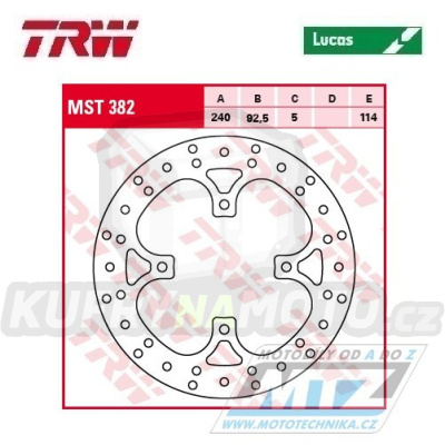 Kotouč brzdový TRW MST382 (240/92/4D) - Yamaha VP125X-City / 08-16 + YP125R X-Max / 06-16 + VP250X-City / 07-16+YP250R X-Max / 05-16 + RA300X-Max + VP300Versity / 03-05