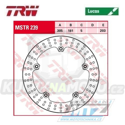 Kotouč brzdový TRW MSTR239 (305/181/5D) - BMW R850+R850GS+R850R + R1150GS+R1150GS Adventure+HP2 1200 Enduro